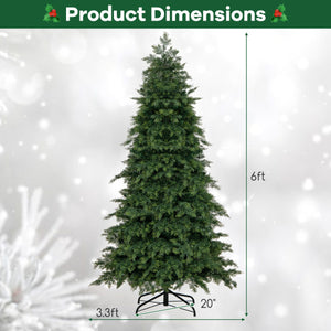 Artificial Christmas Tree Green Hinged Holiday Tree with 721/1019 Lush Branch Tips-6 ft
