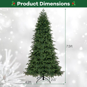 Artificial Christmas Tree Green Hinged Holiday Tree with 721/1019 Lush Branch Tips-7.5 ft