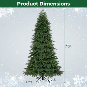 6/7.5 Feet Pre-Lit Artificial Christmas Tree with 11 Modes and Metal Stand-7.5ft