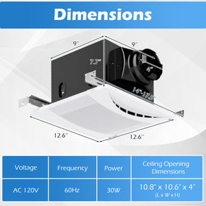 110 CFM Ceiling Mount Exhaust Ventilation Fan with Metal Housing