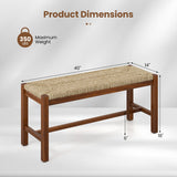 40 Inch Long Wood Bench with Solid Rubber Wood Frame-Walnut