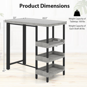 43.5 Inch Outdoor Bar Table with Tempered Glass Top