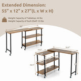 360 ° Rotating Sofa Side Table with 2-Tier Storage Shelves-Brown