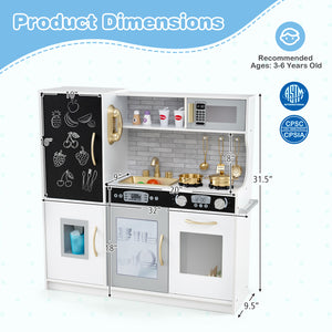 Toddler Pretend Play Kitchen for Boys and Girls 3-6 Years Old-White & Golden