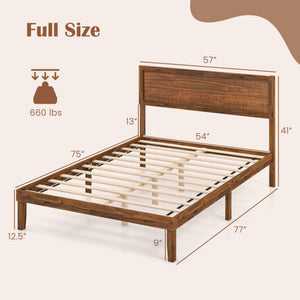 Twin/Full/Queen Size Bed Frame with Headboard and Wooden Slats Support-Full Size