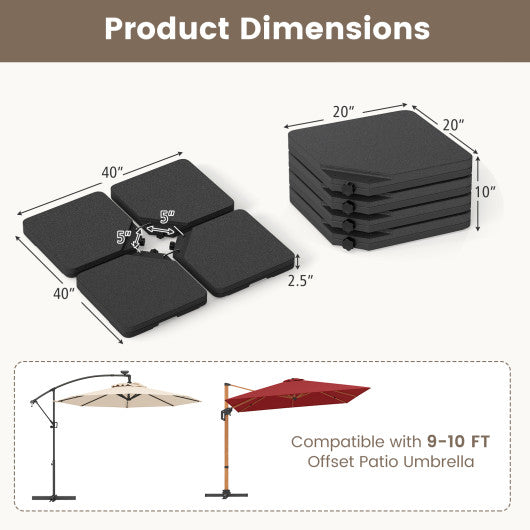 Patio Offset Umbrella Base with Easy-Fill Spouts