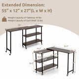 360 ° Rotating Sofa Side Table with 2-Tier Storage Shelves-Walnut