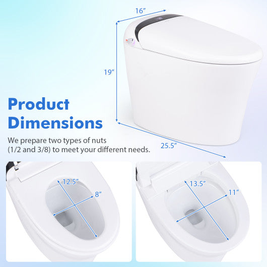 One-Piece Elongated Smart Toilet Bidet 1.28 GPF  Dual-flush
