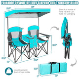 Patented Portable Folding Camping Canopy Chairs with Cup Holder-Blue