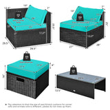 8 Pieces Patio Rattan Storage Table Furniture Set-Off White