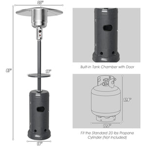 Outdoor Heater Propane Standing LP Gas Steel with Table & Wheels-Gray