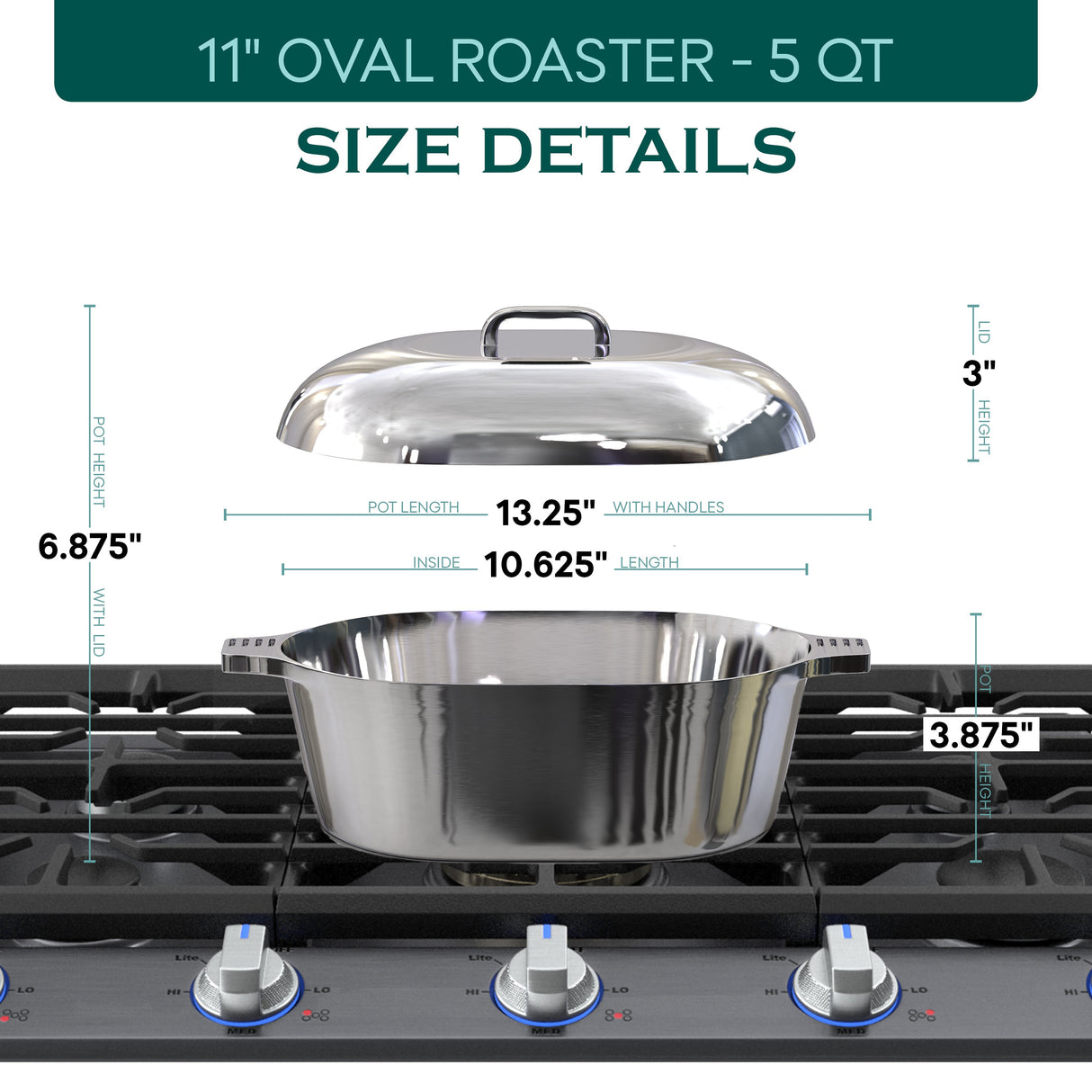 Oval Dutch Oven with Lid - 5 Quart (11 Inch)