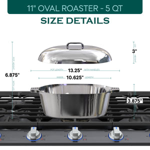 Oval Dutch Oven with Lid - 5 Quart (11 Inch)