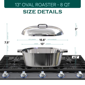 Oval Dutch Oven with Lid - 8 Quart (13 Inch)