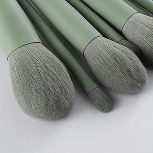 Sizzling 11/8pcs Natural Hair Green Makeup Brushes Foundation Powder Eyeshadow Eyebrow Brush Set Profesional Cosmetic Tool
