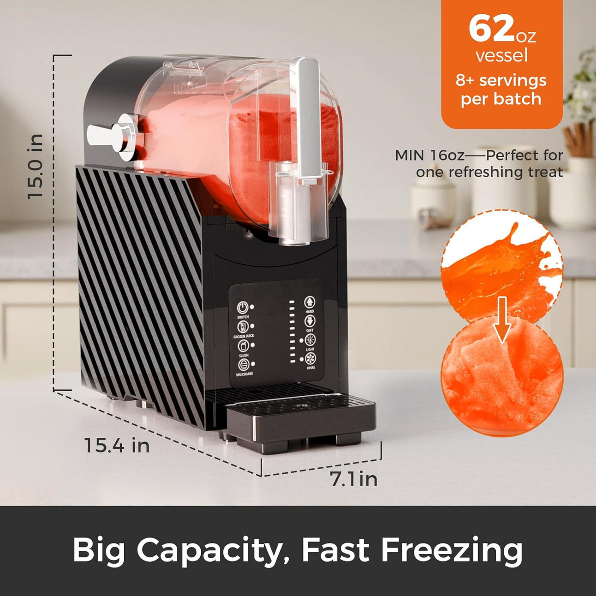 Slushie Machine for Home, Frozen Drink Maker with 3 Preset Modes Frozen Juice Slush Milkshake 58018RBM0