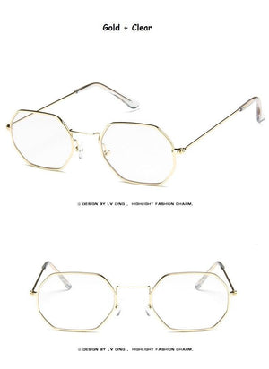 Small Frame Sunglasses For Women Small Square Polarized Sunglasses for Men and Women Polygon Mirrored Retro Shape Metal Design Sun Glasses for Men New Fashionable Ocean Lens