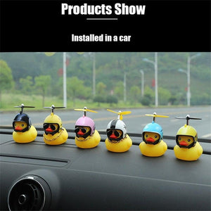 Small Yellow Bike Duck Bicycle Bell Luminous Airscrew Helmet Duck Ducky Bicycle Wind Motor Riding Cycling Lights Horn Rubber Duck Toy Car Ornaments Yellow Duck Car Dashboard Decorations Squeeze Duck Bicycle Horns With Propeller Helmet