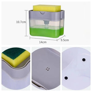 Smart Soap Dispenser For Kitchen Dishwashing Soap Pump Dispenser Kitchen Sponge Holder Handy Space Saving Soap Box 2 IN 1 Kitchen Soap Pump