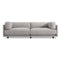 Centered against a white background is the Sunday 102-Inch Sofa, characterized by its modern and minimalist design in grey, featuring two large cushions and straight armrests. This sofa emphasizes clean lines and comfort.