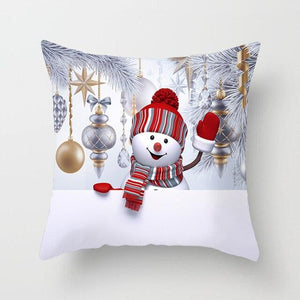 Snowman Christmas Cushion Cover Polyester Decorative Christmas Pillow Cover Merry Christmas Throw Cushion Covers Tree Reindeer Star Pillow Case For Party Throw Pillow New Year Xmas Decor Sofa Living Room Home Decoration