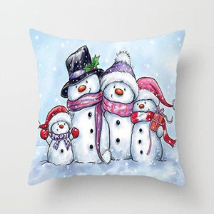Snowman Christmas Cushion Cover Polyester Decorative Christmas Pillow Cover Merry Christmas Throw Cushion Covers Tree Reindeer Star Pillow Case For Party Throw Pillow New Year Xmas Decor Sofa Living Room Home Decoration