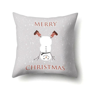 Snowman Christmas Cushion Cover Polyester Decorative Christmas Pillow Cover Merry Christmas Throw Cushion Covers Tree Reindeer Star Pillow Case For Party Throw Pillow New Year Xmas Decor Sofa Living Room Home Decoration