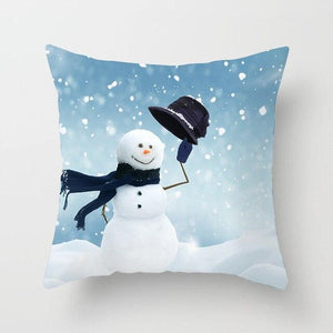 Snowman Christmas Cushion Cover Polyester Decorative Christmas Pillow Cover Merry Christmas Throw Cushion Covers Tree Reindeer Star Pillow Case For Party Throw Pillow New Year Xmas Decor Sofa Living Room Home Decoration
