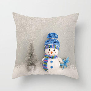 Snowman Christmas Cushion Cover Polyester Decorative Christmas Pillow Cover Merry Christmas Throw Cushion Covers Tree Reindeer Star Pillow Case For Party Throw Pillow New Year Xmas Decor Sofa Living Room Home Decoration