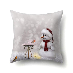 Snowman Christmas Cushion Cover Polyester Decorative Christmas Pillow Cover Merry Christmas Throw Cushion Covers Tree Reindeer Star Pillow Case For Party Throw Pillow New Year Xmas Decor Sofa Living Room Home Decoration