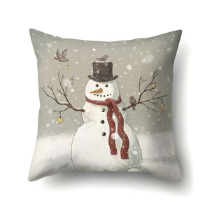 Snowman Christmas Cushion Cover Polyester Decorative Christmas Pillow Cover Merry Christmas Throw Cushion Covers Tree Reindeer Star Pillow Case For Party Throw Pillow New Year Xmas Decor Sofa Living Room Home Decoration