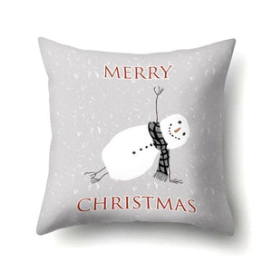 Snowman Christmas Cushion Cover Polyester Decorative Christmas Pillow Cover Merry Christmas Throw Cushion Covers Tree Reindeer Star Pillow Case For Party Throw Pillow New Year Xmas Decor Sofa Living Room Home Decoration