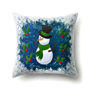 Snowman Christmas Cushion Cover Polyester Decorative Christmas Pillow Cover Merry Christmas Throw Cushion Covers Tree Reindeer Star Pillow Case For Party Throw Pillow New Year Xmas Decor Sofa Living Room Home Decoration
