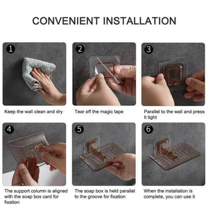 Soap Rack No Drilling Wall Mounted Double Layer Soap Holder Soap Sponge Dish Bathroom Accessories Soap Dishes Self Adhesive Soap Dish Bar Soap Holder Soap Dishes Tray Saver Case Box for Shower Bathroom Kitchen Dish Drainer Drying Rack