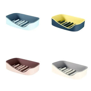 Soap Rack No Drilling Wall Mounted Double Layer Soap Holder Soap Sponge Dish Bathroom Accessories Soap Dishes Self Adhesive Soap Dish Bar Soap Holder Soap Dishes Tray Saver Case Box for Shower Bathroom Kitchen Dish Drainer Drying Rack