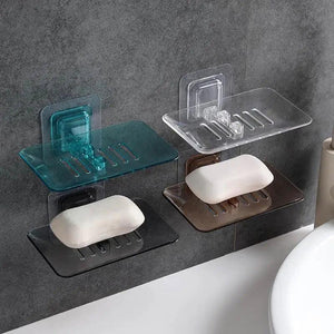 Soap Rack No Drilling Wall Mounted Double Layer Soap Holder Soap Sponge Dish Bathroom Accessories Soap Dishes Self Adhesive Soap Dish Bar Soap Holder Soap Dishes Tray Saver Case Box for Shower Bathroom Kitchen Dish Drainer Drying Rack