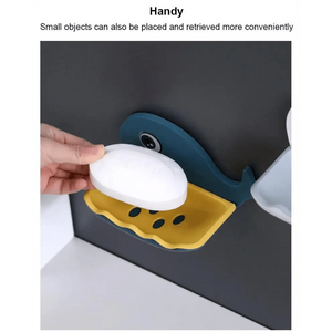 Soap Rack No Drilling Wall Mounted Drain Non Perforated Double Layer Holder Sponge Dish Accessories Magic Soap Dishes Bathroom Cute Soap Dish for Kids Plastic Self Draining Soap Holder for Shower Wall Cartoon Hanging Bathroom Soap Tray with Suction Cup