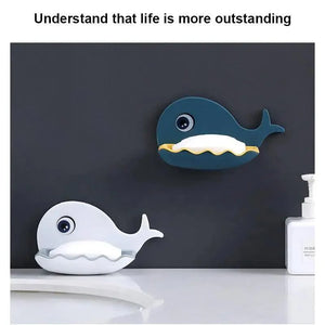 Soap Rack No Drilling Wall Mounted Drain Non Perforated Double Layer Holder Sponge Dish Accessories Magic Soap Dishes Bathroom Cute Soap Dish for Kids Plastic Self Draining Soap Holder for Shower Wall Cartoon Hanging Bathroom Soap Tray with Suction Cup