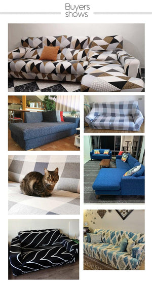 Sofa Cover Geometric Couch Cover Elastic Sofa Cover for Living Room Pets Corner L Shaped Chaise Longue Sofa Slipcover Shaped Sofa Slipcovers with Elastic Bottom, Jacquard Chaise Lounge Set for Living Room