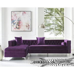 Giovanni Velvet Chaise Sectional Sofa with Storage