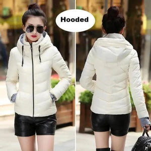 Soft And Comfortable Winter Jacket For Women Short Women's Thicken Outerwear In solid hooded Coats Zipper For Female Slim Cotton padded basic tops