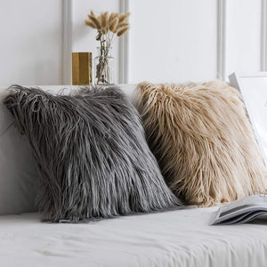 Soft Fur Polyester Cotton Pillow Covers Cushion Covers Luxury Soft Decorative Pillow Covers Home Decor Pillow Covers Living Room Bedroom Decorative Pillowcase Shaggy Fluffy Cover 45x45CM