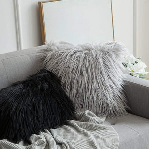 Soft Fur Polyester Cotton Pillow Covers Cushion Covers Luxury Soft Decorative Pillow Covers Home Decor Pillow Covers Living Room Bedroom Decorative Pillowcase Shaggy Fluffy Cover 45x45CM