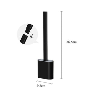 Soft Silicone Head Toilet Brush With Holder Black Wall-Mounted Detachable Handle Bathroom Cleaner Durable Accessories Silicone Toilet Brush Wall Mounting Toilet Brush No-Slip Long Handle Soft Silicone Bristle Toilet Corner Cleaner