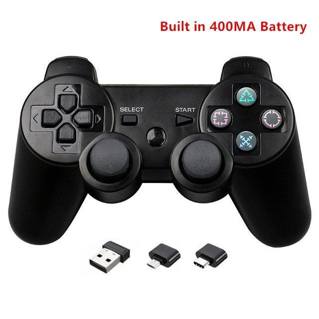 Solid Black 2.4G Wireless Joystick Game Controller Portable With Micro USB OTG Adapter Compatible With PC Laptop Tablet