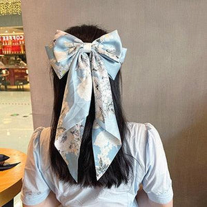 Solid Color Big Large Satin Bow Hairpins Barrettes For Women Girl Wedding Long Ribbon Hair Clip Fashion Hairgrips Accessories For Party