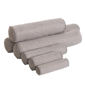 Solid Long Round Maternity Pillow Cotton linen Neck Headrest Body pillow Bed Chair Car Seat Backrest Sleeping Pillow Round Cervical Roll Cylinder Bolster Pillow with Removable Washable Cover, Ergonomically Designed  for Head Neck Spine