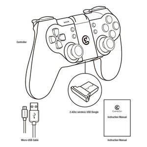 Solid Sustainable Black Bluetooth 2.4GHz Wireless Gamepad Controller Compatible With PC Smartphones Laptop