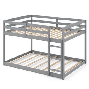 Full Over Full Bunk Bed Low-to-ground Bunk Bed-Gray