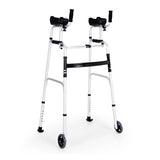 Folding Height Adjustable Walking Frame with Armrest Support-Silver